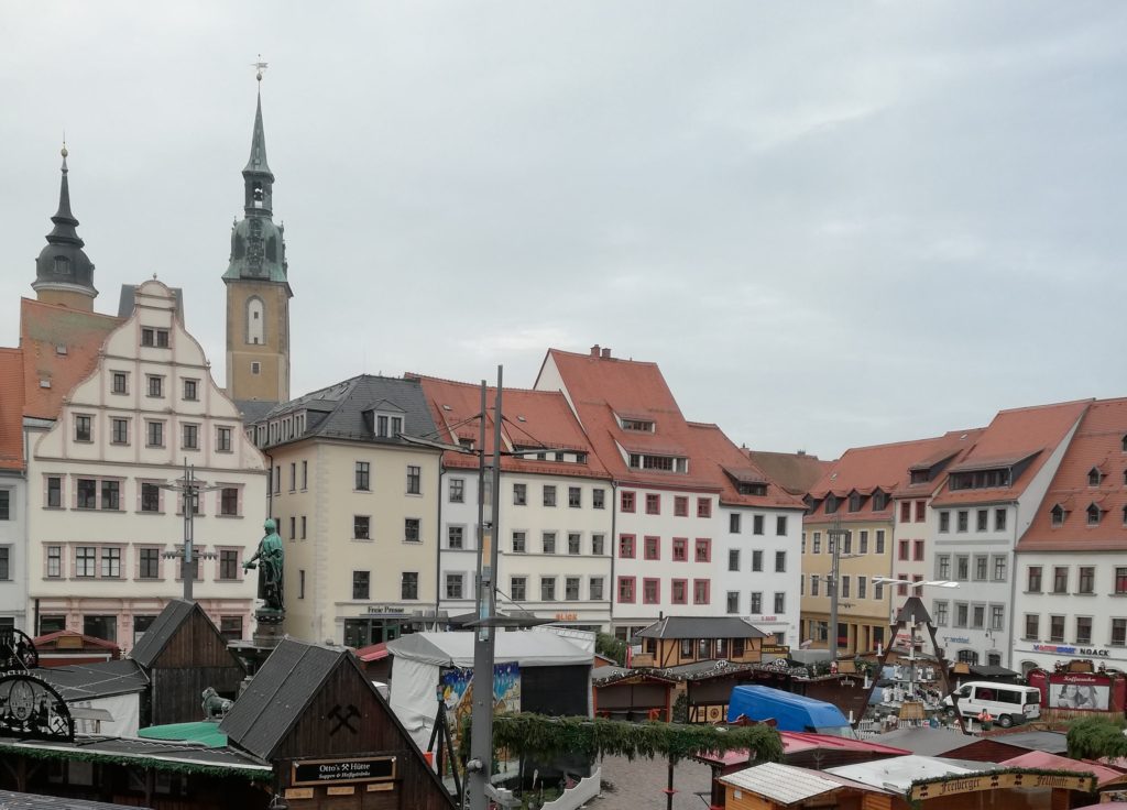 The variety in roof structures in the city square