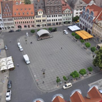The Naumburg main square as seen from the tower of the St Wenzel church