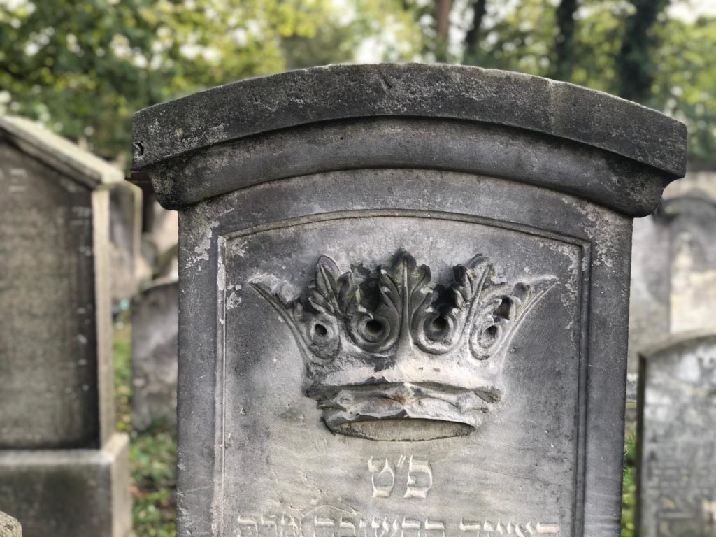 The ornamentation of the gravestone in the Jewish cemetery