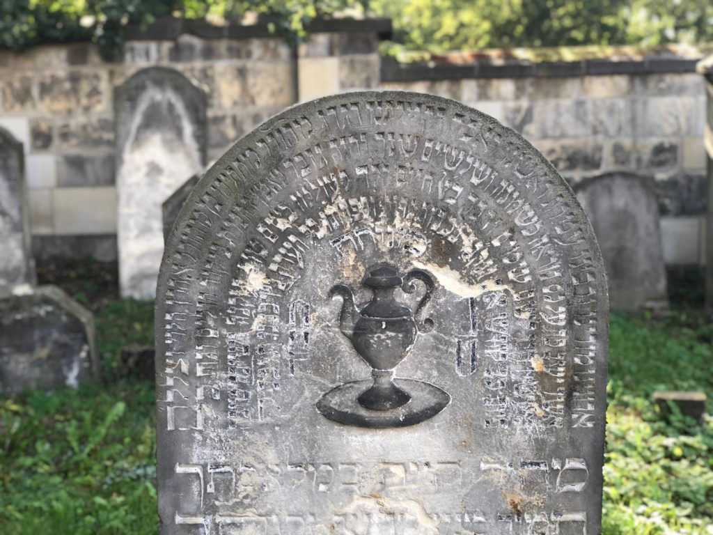 The ornamentation of the gravestone in the Jewish cemetery