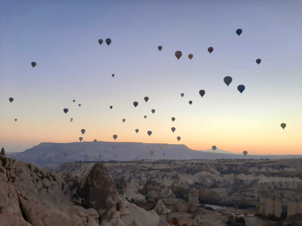 Hot air balloons on the sky