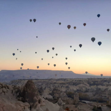 Hot air balloons on the sky