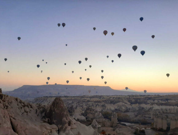 Hot air balloons on the sky