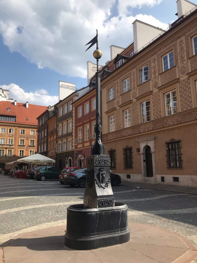 Street fountain with mermaid engraved