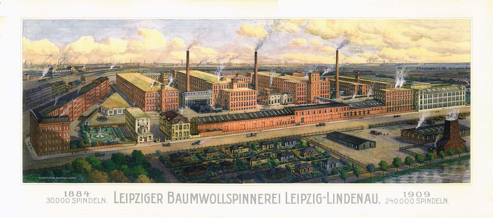 Illustration of the Spinnerei factory on 1909